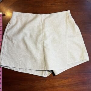 OLD NAVY Linen Blend Canvas MINI SKIRT-FRONT SKORT Natural Beige M capsule
